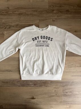 Dry Goods White Crewneck Sweatshirt with Black Chest Logo